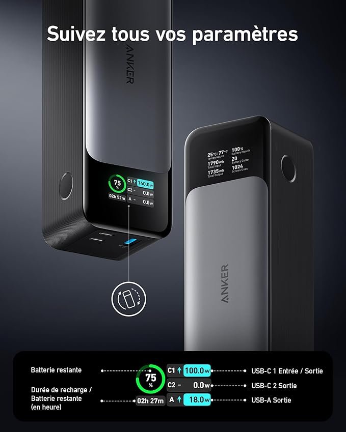 Anker 737 Power Bank 24.000 mAh mit 140W USB-C Power Delivery 3.1