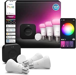 Philips Hue White & Color Ambiance Starter Set E27 mit Bridge und 3 Lampen